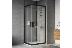 Душевой уголок STWORKI Карлстад DE019RC8090200BLK 90x80 см профиль черный матовый