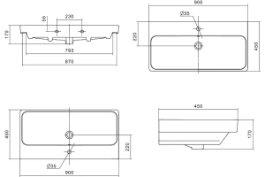 Раковина Бриклаер Чили 90 белый (1.WH50.1.629) - 2