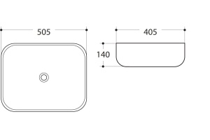 Раковина керамическая накладная AM-78104, цвет белый, 505х405х140 - 2
