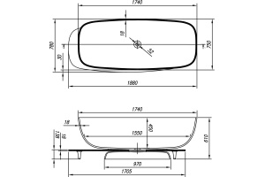 Ванна из литьевого мрамора Kolpa San Milo 174х75 бело-голубая - 3