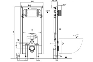 Система инсталляции WeltWasser WW AMBERG 497 MT-CR с кнопкой смыва хром матовый (10000008220) - 3