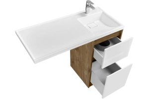 Тумба с раковиной Aquaton Лондри 40 светлое дерево-белый - 3