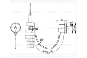 Кнопка пневматического смыва MP010, на расстоянии, - 2