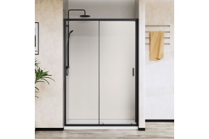 Душевая дверь в нишу Vincea City 110х195 профиль черный стекло прозрачное 