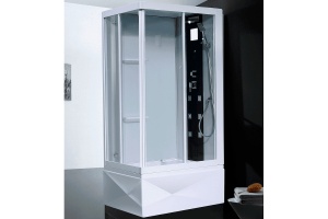 Душевая кабина Orans 110х80 белая стекло прозрачное с гидромассажем