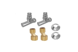 Комплект 2шт.: вентиль круглый г/ш 3/4х1/2, эксцентрик 3/4х1/2, отражатель 3/4, цвет хром