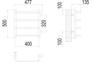 Водяной полотенцесушитель Terminus Стандарт П4 400x500 Хром боковое подключение - 3