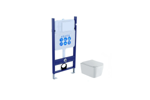 SET AQUATEK ЛИБРА N-14 cm: Рама AQUATEK Standard INS-0000014 без клавиши и крепежа + Унитаз ЛИБРА New компакт AQ1148N-00 с тонким сиденьем soft-close