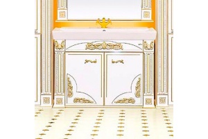 Мебель для ванной Misty Барокко 120 прямая бежевая, патина - 2