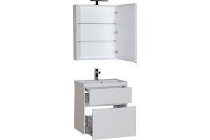 Тумба с раковиной Aquanet Латина 60 2 ящика белая - 3