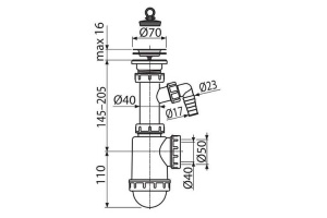 Сифон для мойки  A441P с нерж. решеткой и подводкой - 3