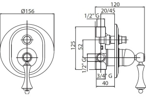 Смеситель Cezares Margot VDIM-01-M С ВНУТРЕННЕЙ ЧАСТЬЮ - 2