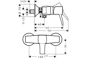 Смеситель Hansgrohe Metropol Classic 31360000 для душа - 2