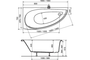 Акриловая ванна Ravak Avocado 150x75 см (CS01000000) - 2