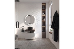 Столешница STWORKI Ольборг 60 дуб карпентер, без отверстий, с тумбой 60, с раковиной BOCCHI Vessel 1174-004-0125 черной - 2