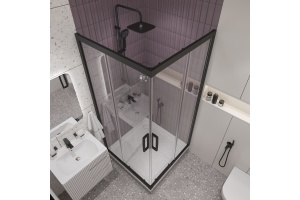 Душевой уголок STWORKI Дублин 100x100 см профиль черный матовый - 3