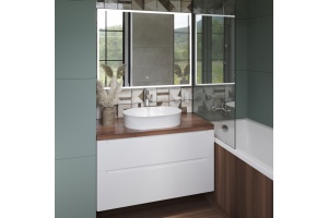 Тумба с раковиной STWORKI Берген 100 белая с темной столешницей, раковина Bocchi Sottile 1521-001-0125 - 3