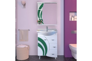 Мебель для ванной Misty Каролина 60 3 ящика L зеленое стекло