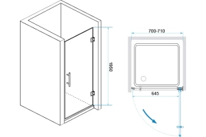 Душевая дверь RGW Hotel HO-011 70х195 профиль хром стекло прозрачное - 3