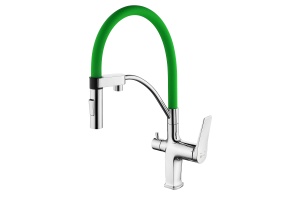 Смеситель Lemark Comfort LM3074C-Green для кухни, с гибким изливом, с подключ. к фильтру питьевой во