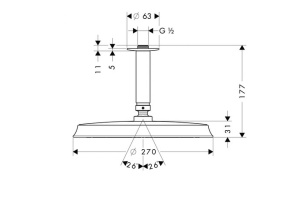 Верхний душ Hansgrohe Raindance Classic AIR Ø 240 мм, потолочное подсоединение 100 мм, ½’, хром/под золото 27405090 - 2