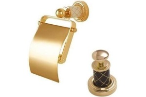 Держатель для туалетной бумаги Boheme Murano золото с коричневым