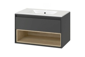 Тумба под раковину EXCELLENT Tuto 80 серый - светлое дерево