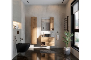 Тумба с раковиной STWORKI Карлстад 75 дуб рустикальный, роверелла, с отверстием для смесителя в столешнице - 3