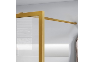 Душевая перегородка Vincea Walk-In 90х200 профиль брашированное золото стекло рифленое  - 2