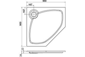 Поддон для душа Cezares Tray P 90 пятиугольный - 2