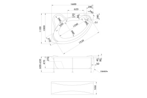Акриловая ванна 1MarKa Catania R 160x110 - 2