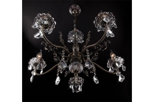 Подвесная люстра Eurosvet Elisha 3281/5 античная бронза/прозрачный хрусталь Strotskis - 3