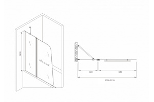Шторка на ванну ABBER Ewiges Wasser 140х100 профиль хром (AG50100) - 3