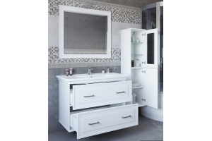 Тумба с раковиной Sanflor Модена 105 подвесная, белая - 3