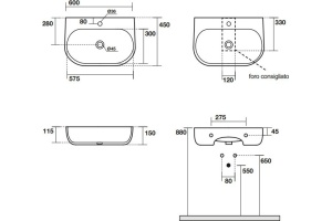 Kerasan Nolita Раковина подвесная/накладная 60х45 см, с 1 отв под смеситель, цвет белый глянцевый - 3