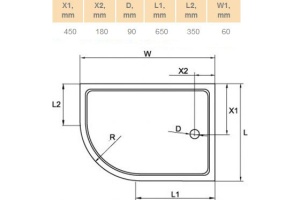 Поддон для душа Cezares Tray R550 120х90 см акриловый R - 3