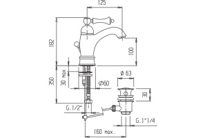 Смеситель Cezares Margot MARGOT-LSM1-A-03/24-Bi для раковины - 3