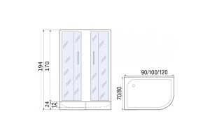 Душевое ограждение с поддоном River Don 120/80/24 MT R (10000008311) - 2