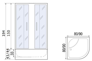 Душевое ограждение с поддоном River Don 80/43 MT (10000008302) - 2