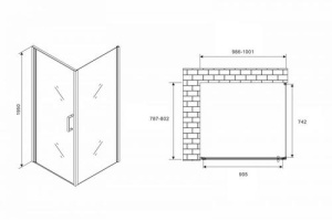 Душевой уголок Abber Sonnenstrand 100х80 черный, матовый (AG04100B-S80B) - 3