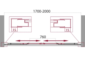 Душевая дверь BelBagno Unique 200х190 профиль хром стекло матовое - 2
