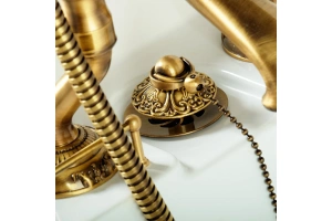 Ванна из искусственного камня Migliore Impero 25267 180x87 белая, бронза - 3