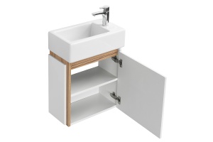 Тумба с раковиной подвесная Aquaton Эклипс 45 R белый-светлое дерево - 3