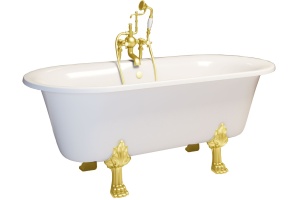Ванна из искусственного камня Фэма Феррара 2 белая, ножки золото