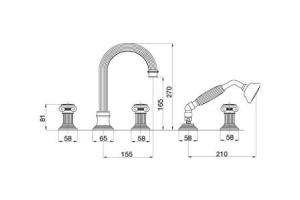 Смеситель для ванны Cezares Aphrodite (APHRODITE-BVD-03/24-O) - 3