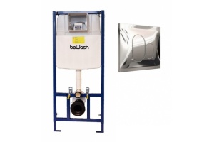 Комплект инсталляции beWash Ocean с кнопкой смыва хром глянец