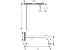 AX Uno² Встраиваемый смеситель для раковины, на 2 отв., с панелью, излив 225мм (внешняя часть), цвет: хром - 2