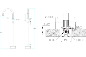 Смеситель напольный для ванны Boheme Uno хром - 2