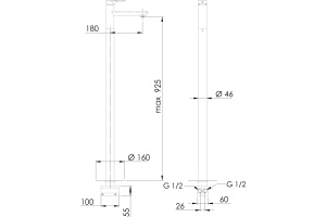 Смеситель для раковины Remer Infinity I18 напольный, С ВНУТРЕННЕЙ ЧАСТЬЮ - 2