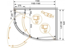 Душевой уголок Cezares Elena RH1 120/90 P Cr R - 3